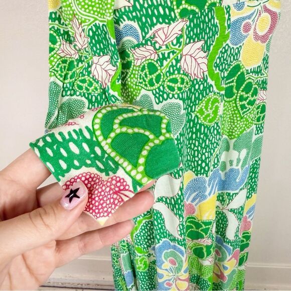 RARE Vintage Diane Von Furstenberg 60s Mod Groovy Psychedelic Green Floral Dress - Picture 4 of 11